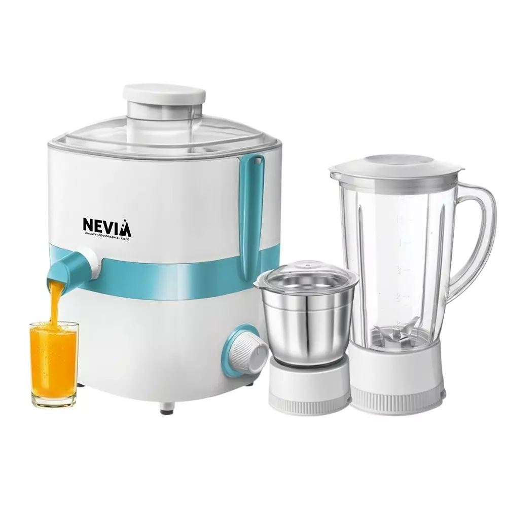 Nevia 550 W Avatar Juicer Mixer Grinder 16000 RPM Speed with 2 Jars in White, Light Blue Color, 550-AVATAR-JMG-WBL