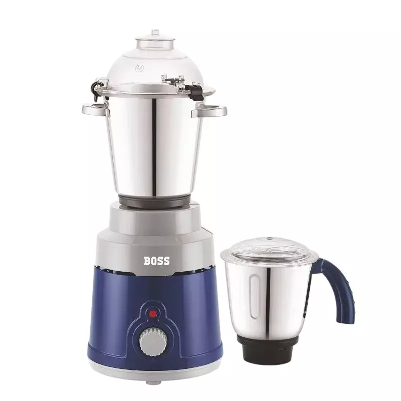 Boss 1000 W Ruftuf Mixer Grinder Grey + Blue Color, 3 Speed Setting and 2 Stainless Steel Jars, B271