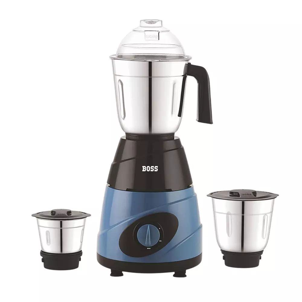 Boss 550 W Thunder Mixer Grinder Blue Color, 3 Speed Setting and 3 Stainless Steel Jars, B272