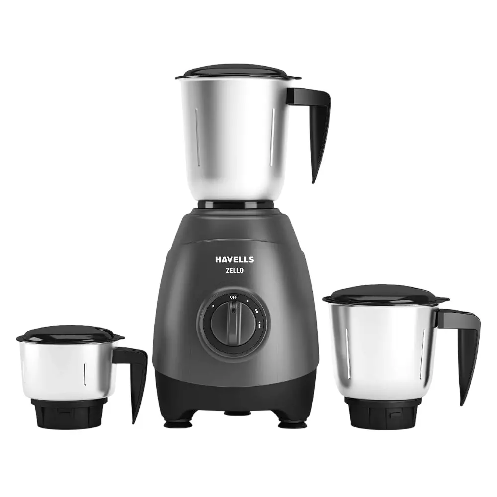 Havells ZELLO 750 W Mixer Grinder with 3 Jar Grey, GHFMGEKE075