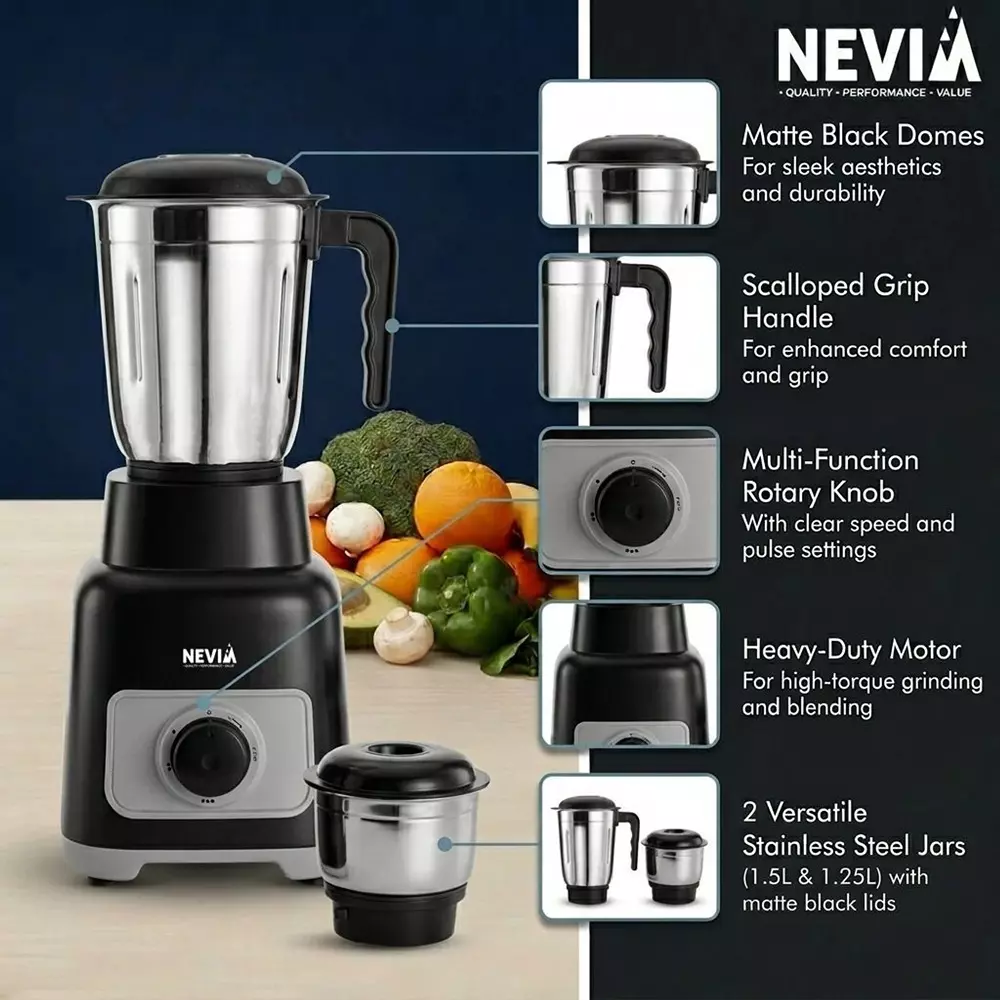 nevia-550-w-joy-mix-mixer-grinder-18000-rpm-speed-with-2-jars-in-black-grey-color-550-joymix-mg-blkgr