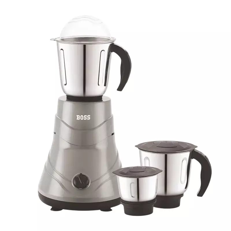 Boss 750 W Alpha Mixer Grinder Grey Color, 3 Speed Setting and 3 Stainless Steel Jars, B264