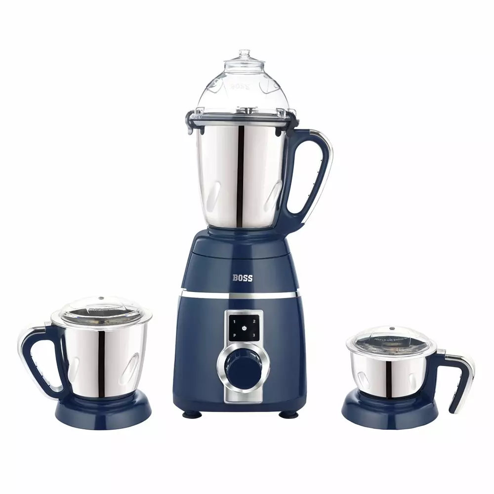 Boss 1000 W Tornado Mixer Grinder Blue Color, 3 Speed Setting and 3 Stainless Steel Jars, B285