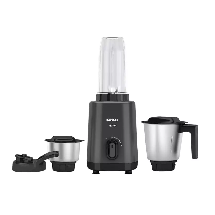 Havells Retro Nutri XL 500 W Mixer Grinder with 3 Jar Black, GHFMGEZE050