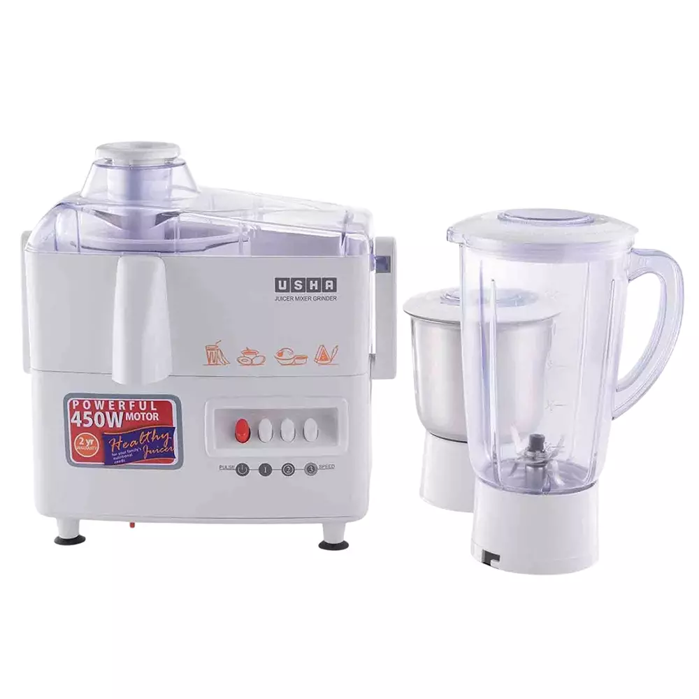 Usha 450 W Juicer Stainless Steel Blade 3 Speed + Pulse Function 100% Copper Motor, J 3345