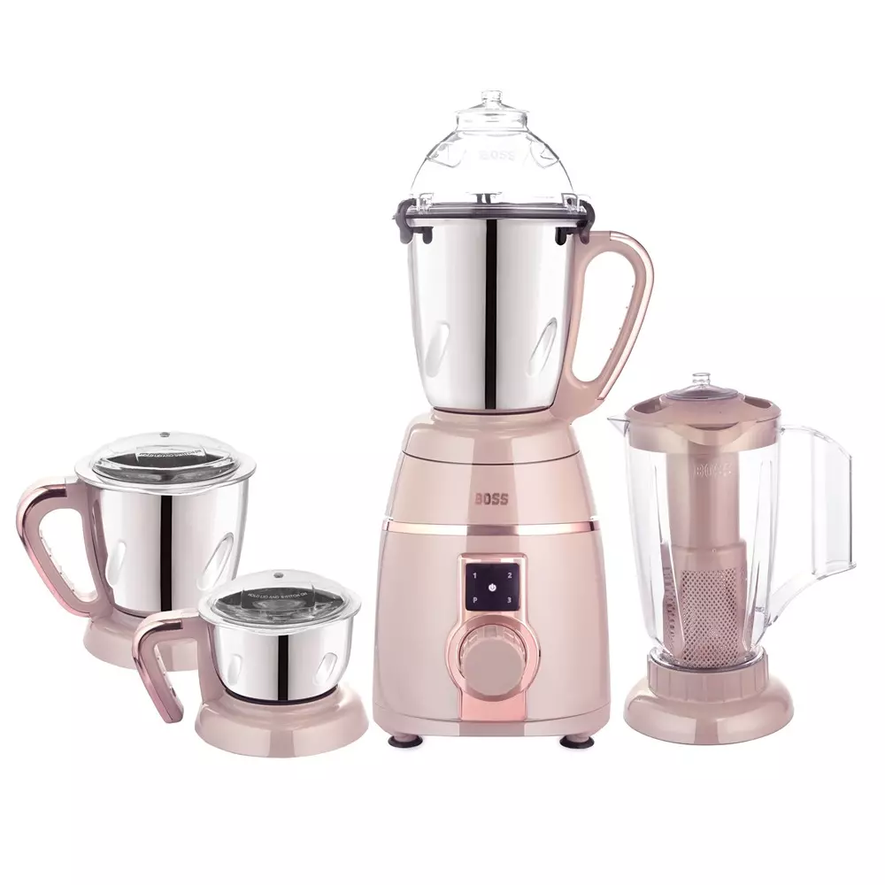 Boss 1200 W Evora Mixer Grinder Beige Color, 3 Speed Setting and 4 Stainless Steel Jars, B278