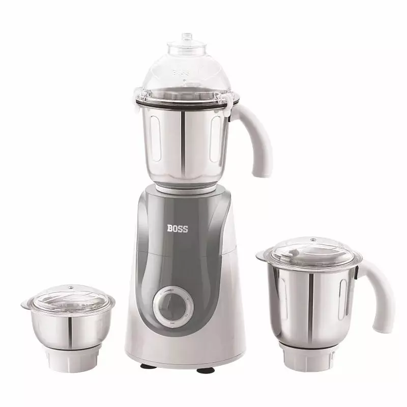 Boss 750 W Crown Mixer Grinder Grey Color, 3 Speed Setting and 3 Stainless Steel Jars, B242