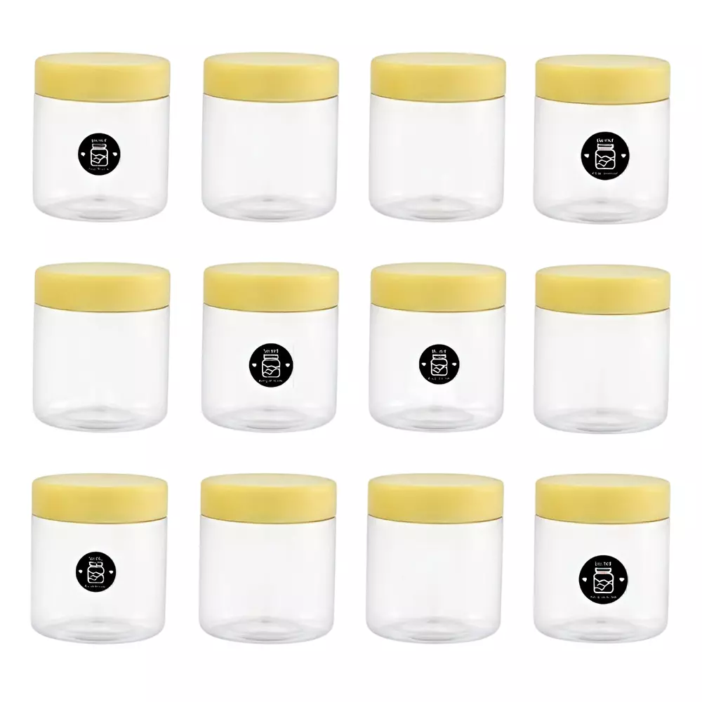 Jaipet 200 ml Modular Storage Jar Transparent Round Airtight Food Grade Plastic (Pack of 12)