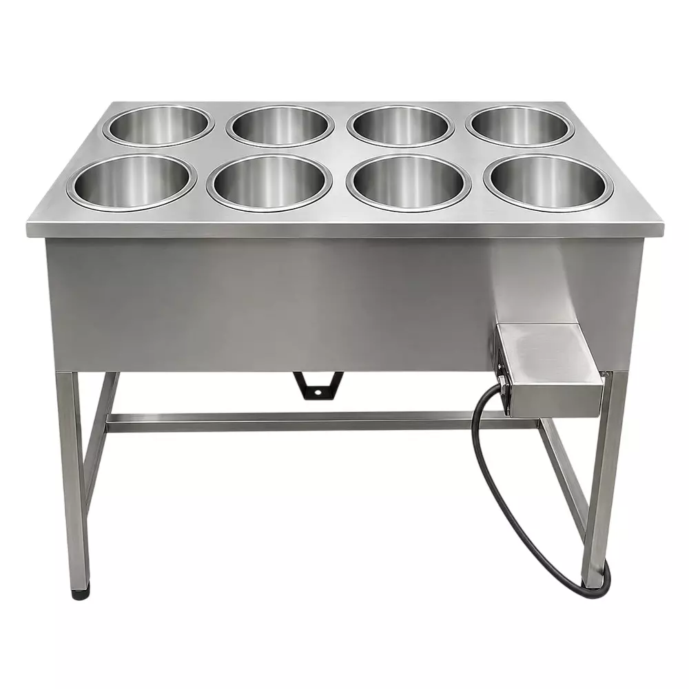 Vinayak Machines Heavy Duty 8 Pot Electric Bain Marie 1.5 kW Power SS Body Single Phase for Buffet Purpose