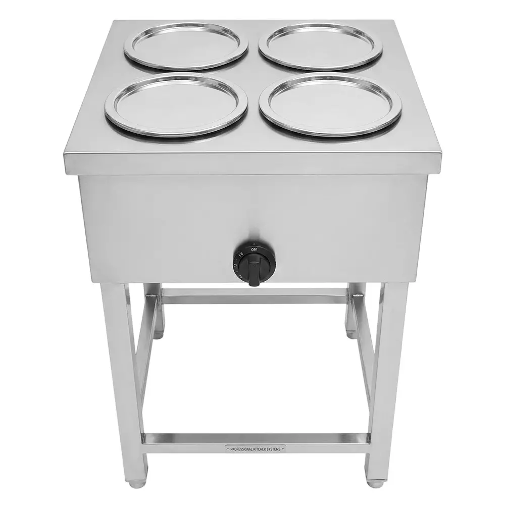 Vinayak Machines Commercial 4 Pot Electric and Gas Operated Bain Marie 2 kW Power Single Phase for Buffet Purpose