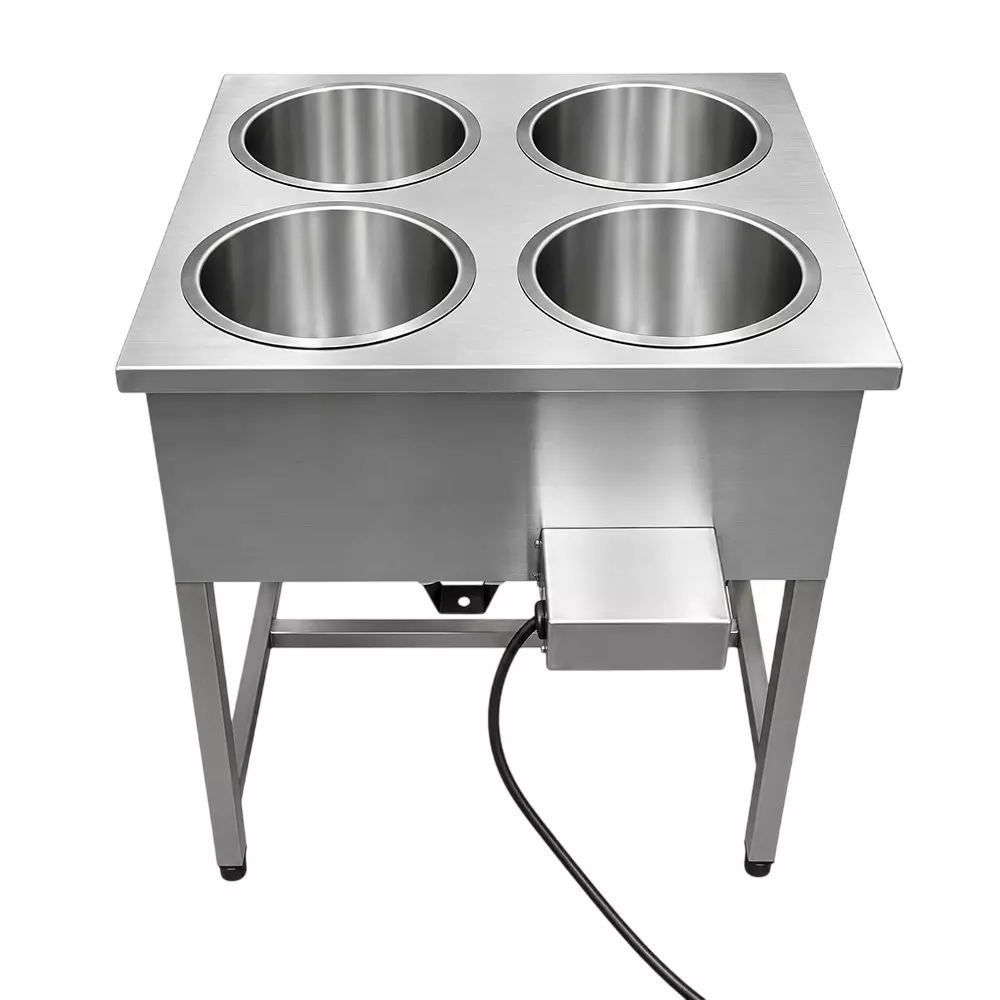 Vinayak Machines Heavy Duty 4 Pot Electric Bain Marie Stainless Steel 5 kW Power Single Phase for Buffet Purpose