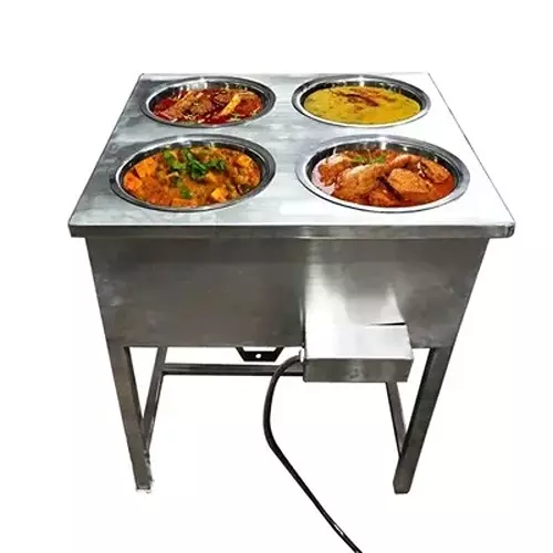 vinayak-machines-heavy-duty-4-pot-electric-bain-marie-stainless-steel-5-kw-power-single-phase-for-buffet-purpose