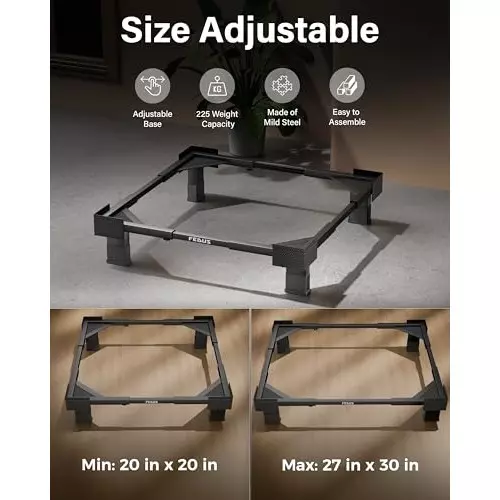 FEDUS Fridge Stand Trolley Without Wheels 225 Kg Load Capacity Single Double Door MS Steel Frame Black