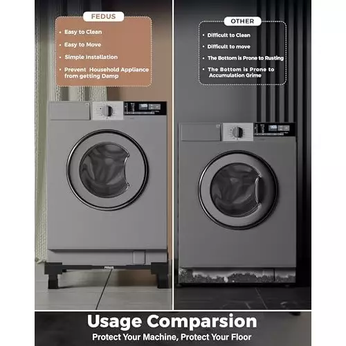 FEDUS Fridge Stand Trolley Without Wheels 225 Kg Load Capacity Single Double Door MS Steel Frame Black