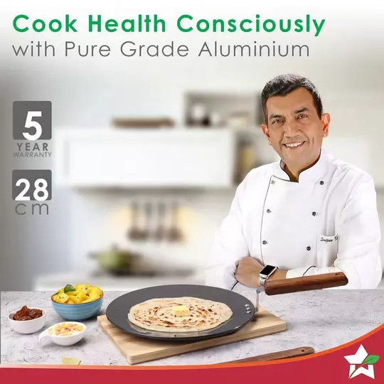 Wonderchef Ebony Roti Tawa 28 cm Non Stick Aluminium Black, 63152939