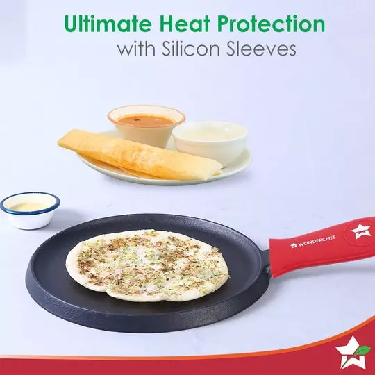 Wonderchef Forza Pre-Seasoned Dosa Tawa 25 cm Non Stick Cast-Iron Black, 63153470