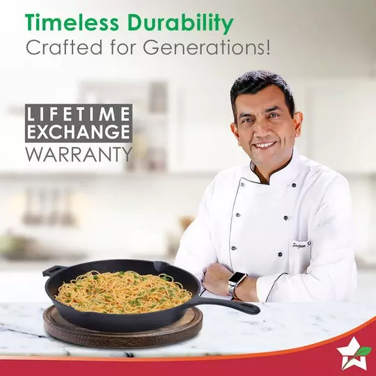 Wonderchef Forza Pre Seasoned Fry Pan 25 cm 2 L Cast Iron Black, 63153850