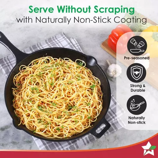 Wonderchef Forza Pre Seasoned Fry Pan 25 cm 2 L Cast Iron Black, 63153850