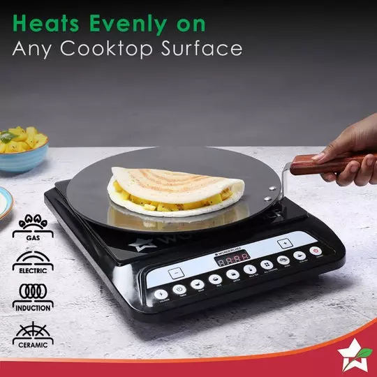 Wonderchef Ebony Roti Tawa with Lid 28 cm Aluminium Hard Anodized Black, 63152885