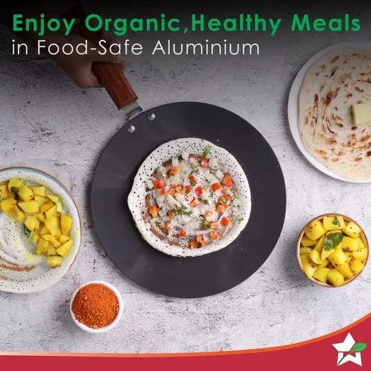 Wonderchef Ebony Roti Tawa with Lid 28 cm Aluminium Hard Anodized Black, 63152885