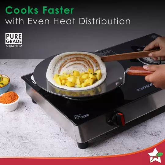 Wonderchef Ebony Roti Tawa with Lid 28 cm Aluminium Hard Anodized Black, 63152885