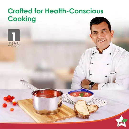 Wonderchef Venice Sauce Pan 14 cm 1.2 L Tri-ply Stainless Steel Chrome, 63154995