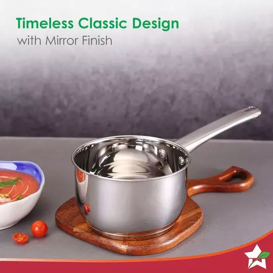 Wonderchef Venice Sauce Pan 14 cm 1.2 L Tri-ply Stainless Steel Chrome, 63154995