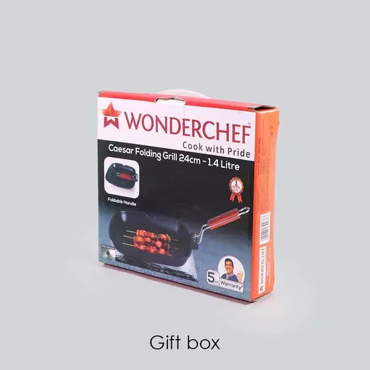 Wonderchef Caesar Folding Grill Pan 24 cm 2.3 L Aluminium Non-Stick Black, 63153832