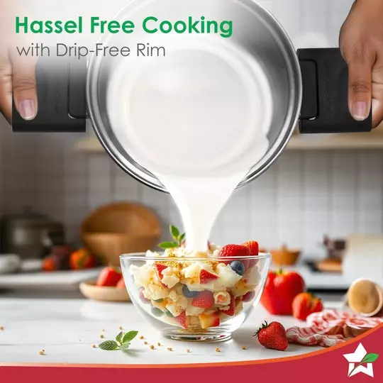 Wonderchef Click & Cook 1, 3.2 & 6.5 L Casserole Set with Glass Lid Triply Stainless Steel Chrome, 63154975 (6 Pcs Set)