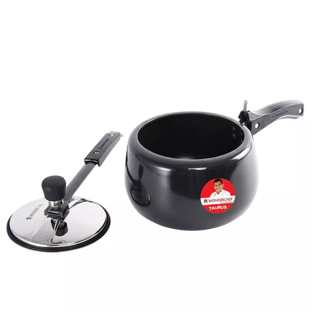 Wonderchef Taurus 3 L Pressure Cooker with Inner Lid Hard Anodized Black & Chrome ISI Certified, 63154798