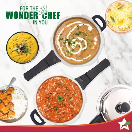 Wonderchef Venice 5 L Pressure Cooker with Outer Lid Stainless Steel Chrome ISI Certified, 63155044