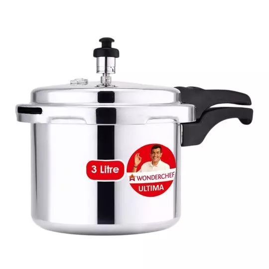 Wonderchef Ultima 3 L Pressure Cooker with Outer Lid Aluminium Silver ISI Certified, 63152606