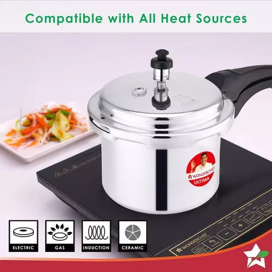 Wonderchef Ultima 3 L Pressure Cooker with Outer Lid Aluminium Silver ISI Certified, 63152606
