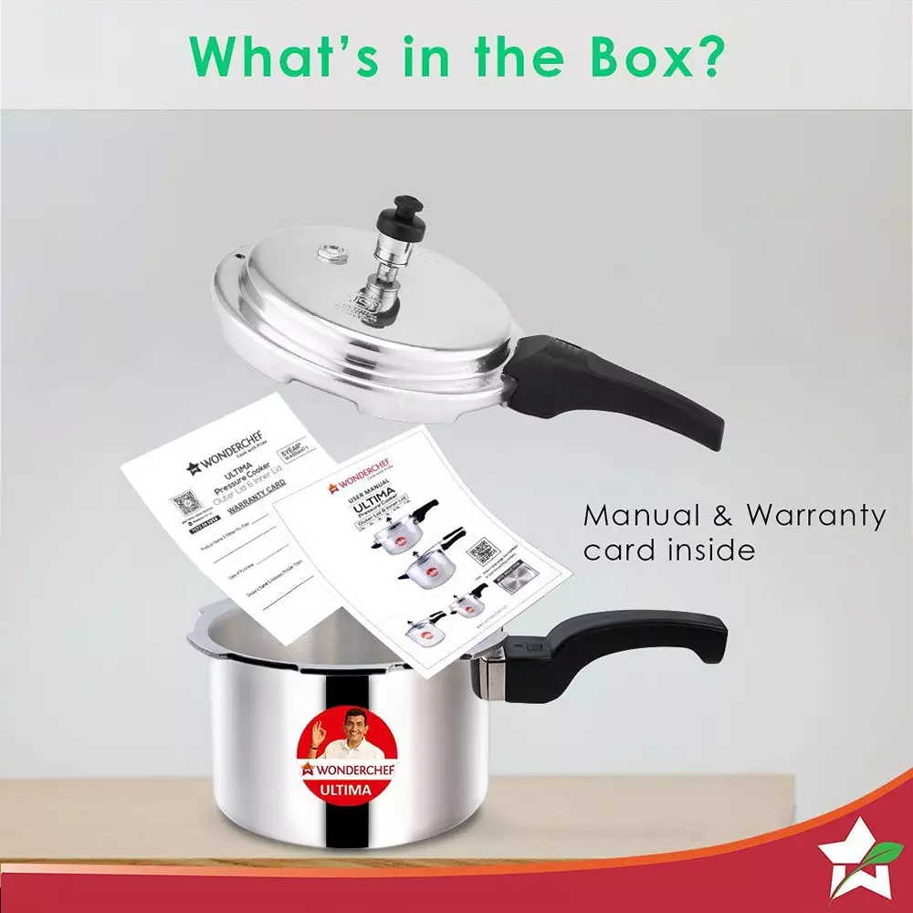Wonderchef Ultima 3 L Pressure Cooker with Outer Lid Aluminium Silver ISI Certified, 63152606