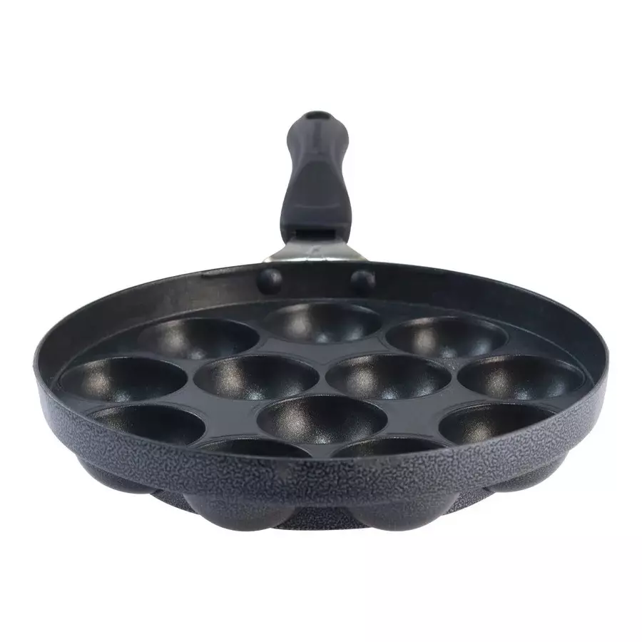 Wonderchef Appa Kara with 12 Cavities 20 cm 600 ml Non-Stick Pure Virgin Aluminium Black, 63151634