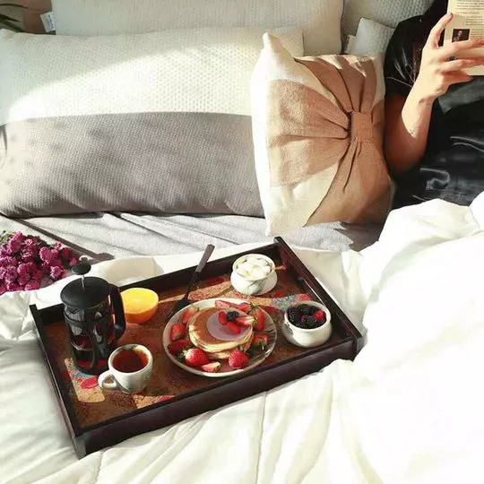 Wonderchef Casablanca Damask Motif Tray Engineered Wood Brown 30x46x5 cm Large, 63154055