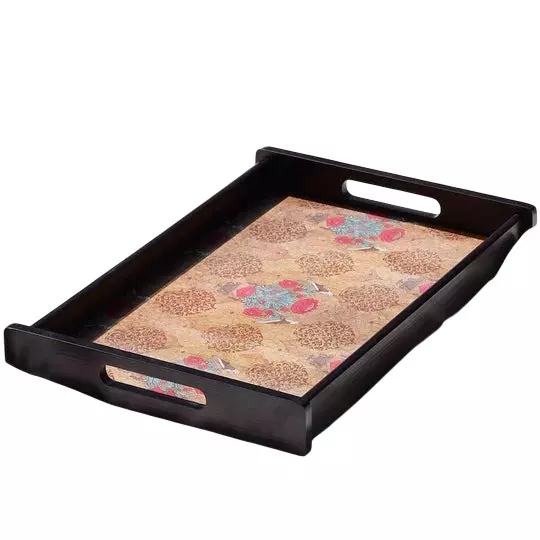 Wonderchef Casablanca Damask Motif Tray Engineered Wood Brown 30x46x5 cm Large, 63154055