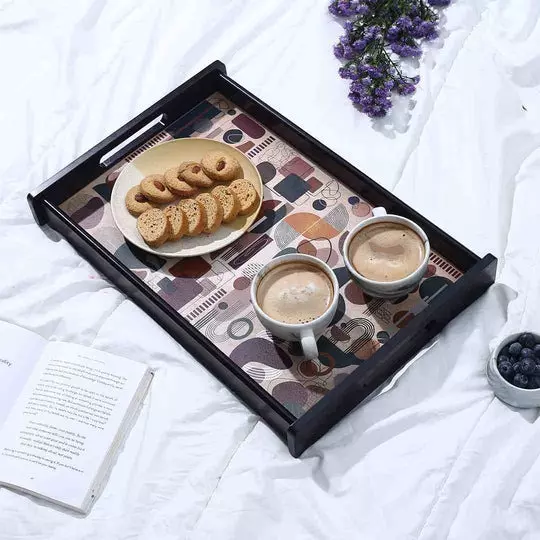 Wonderchef Casablanca Tray Abstract Pattern Engineered Wood Brown 10x16x2 cm Medium, 63154675