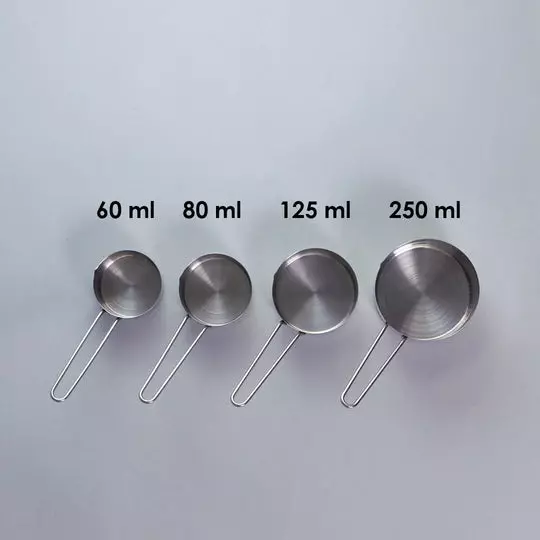 Wonderchef Ambrosia Measuring Cups 60, 80, 125 & 250 ml Stainless Steel Chrome, 63153633 (4 Pcs Set)