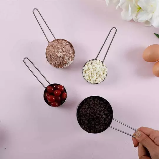 Wonderchef Ambrosia Measuring Cups 60, 80, 125 & 250 ml Stainless Steel Chrome, 63153633 (4 Pcs Set)