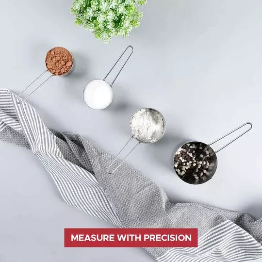 Wonderchef Ambrosia Measuring Cups 60, 80, 125 & 250 ml Stainless Steel Chrome, 63153633 (4 Pcs Set)