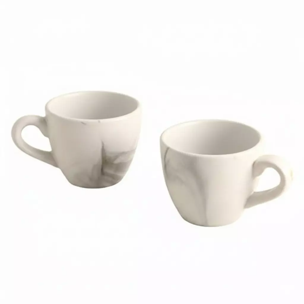 Wonderchef Teramo Espresso Cup Standard Stoneware Marble White, 63153904 (2 Pcs Set)