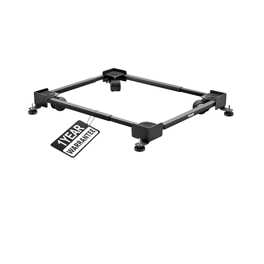 FEDUS Fridge Stand Trolley with Wheels 225 Kg Load Capacity Single Double Door MS Steel Frame Black