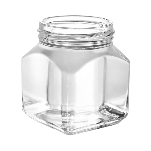 GENERIC 120 ml Empty Glass Jar Transparent Square Shape for Storing Ghee, Oil, Spices
