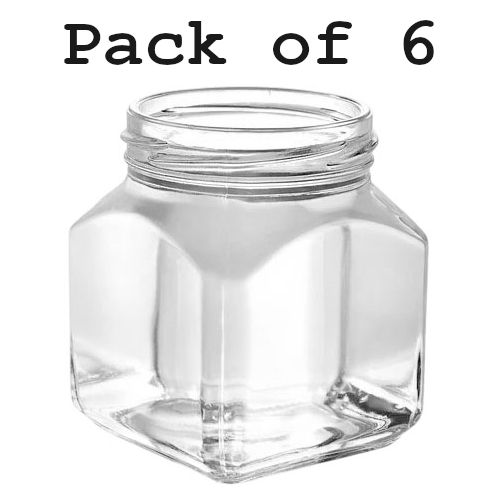 GENERIC 120 ml Empty Glass Jar Transparent Square Shape for Storing Ghee, Oil, Spices