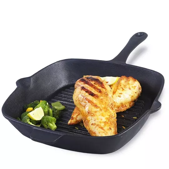 Wonderchef Forza Pre-Seasoned Grill Pan 26 cm Cast-Iron Black, 63153473