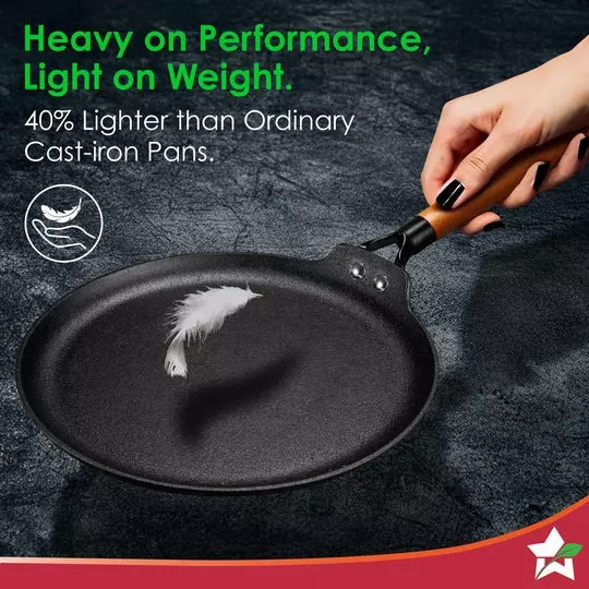 Wonderchef Ferro Dosa Tawa 26 cm Non-Toxic Light-Weight Cast-Iron Black, 63155159
