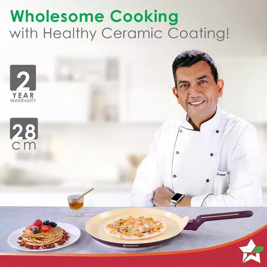 Wonderchef Bellagio Dosa Tawa 28 cm Non-Toxic Healthy Ceramic Coating Deep Purple, 63154880