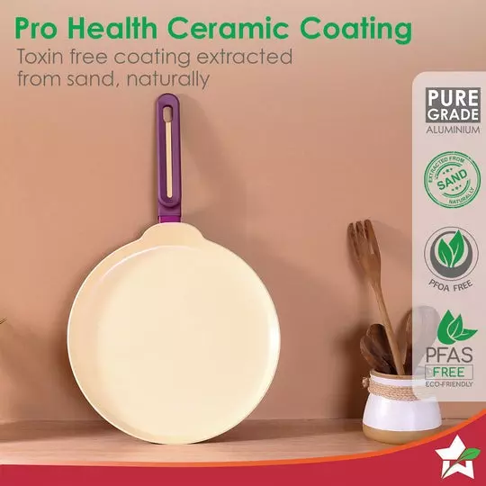 Wonderchef Bellagio Dosa Tawa 28 cm Non-Toxic Healthy Ceramic Coating Deep Purple, 63154880