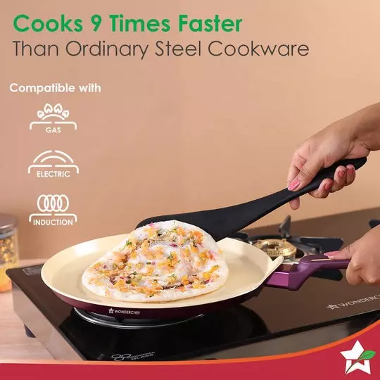 Wonderchef Bellagio Dosa Tawa 28 cm Non-Toxic Healthy Ceramic Coating Deep Purple, 63154880